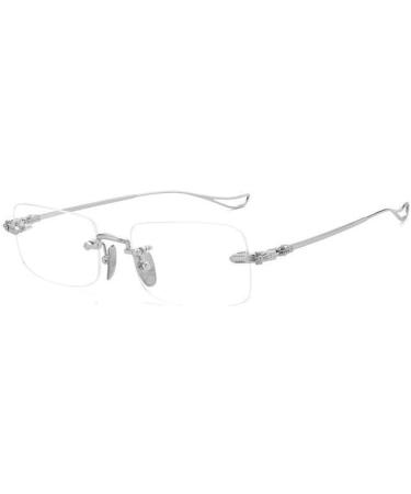 Qinzhenz Borderless Reading Glasses +350 - Anti-Eyes Pollution Blue Light Filter Trendy Flat Light Mirror - Silver International Shipping - Buy Online on GoSupps.com