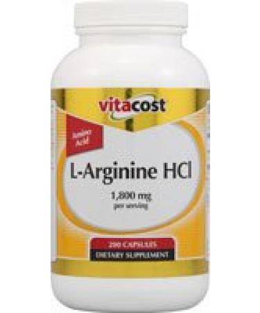 Vitacost L-Arginine HCl -- 1.8 grams per serving - 200 Capsules