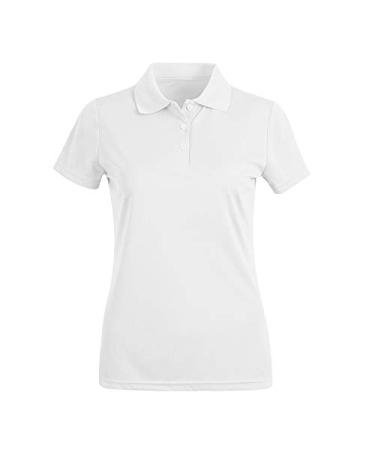 MOHEEN Women's Quick Dry Short Sleeve Polo Shirts Moisture Wicking Performance Athletic Golf Polo White Medium