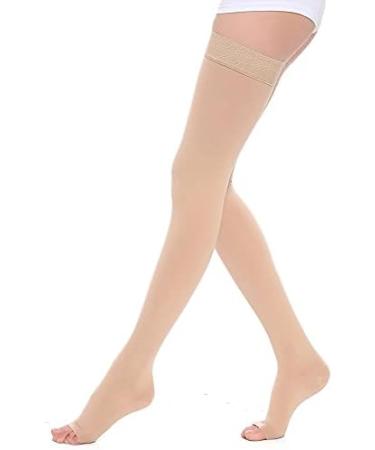 TOFLY Medical Thigh High Compression Stockings (Pair) - 15-20mmHg Graduated Compression Hose for Varicose Veins & Edema - Beige - Women & Men - Buy Online on GoSupps.com