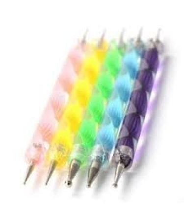 Set of 5 Multi Coloured Swirl Double Ended Nail Art Dotting/Marbleizing tools + 100 Lint Free Nail Wipes
