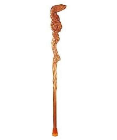 Walking Stick Solid Wood Gift Crutches Chinese Classical Style Natural Wood Stick Hand-Carved Fish Cane for Old Man Durable 94cm Ideal for Men or Women wi