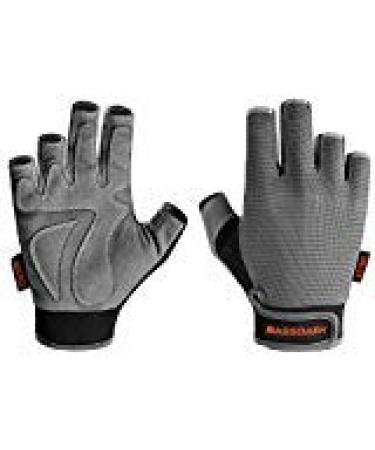 BASSDASH Astro Heavy-Duty Sure Grip Fishing Gloves Mens Womens Fingerless Gloves for Game Fishing Kayaking Paddling Sailing MTB Grey Large