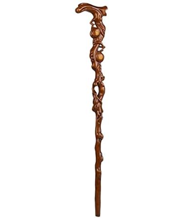 Wooden Walking Stick Solid Cane Crutch Redwood Walking Stick Solid Wood Root Carving Fushou Peach Carving Iron Pear Wood Walking Stick 90 cm crutch-11.19