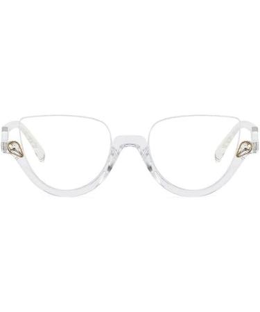 Shop Anti UV Large Cat-Eye Computer Readers - Blue Light Blocking +300 Clear Half Frame Glasses - Buy Online on GoSupps.com