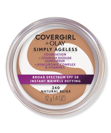 CoverGirl Olay Simply Ageless Instant Wrinkle-Defying Foundation with SPF 28 Natural Beige 240 0.4 oz