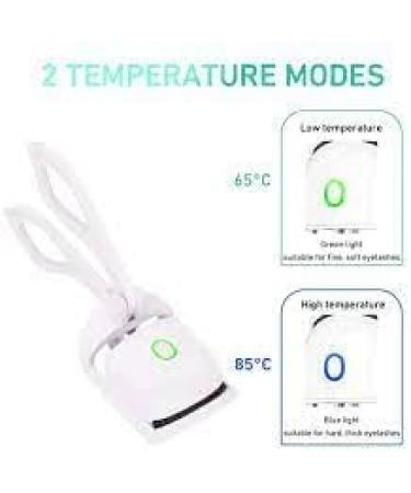 Rechargeable Heated Eyelash Curler | Handheld Electric Curler with 2 Heating Modes & Silicone Pad for Long-Lasting Curls - Ideal for Effortless Beauty (White - Buy Online on GoSupps.com