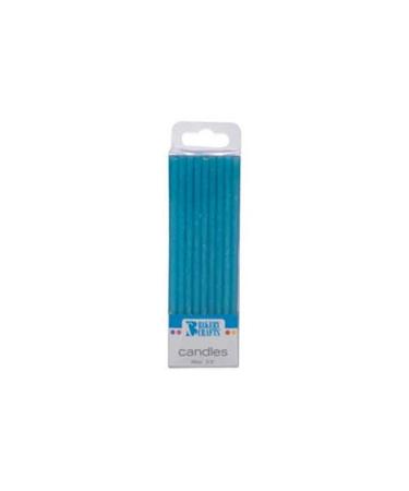 Slim Glitter Blue Candles 24 pcs 3.5 by Bakery Crafts"
