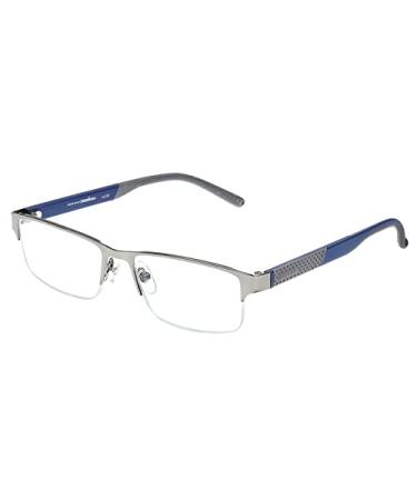 FosterGrant Ironman IronFlex IM1001 Men's Reading Glasses Semi Rimless Gun (Blue 1.75)