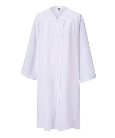 SAMDEEMI Unisex Adult Matte Graduation Gown Only, for High School, Bachelor, Choir Robes, Pulpit Robe, Pastor and Halloween White 51