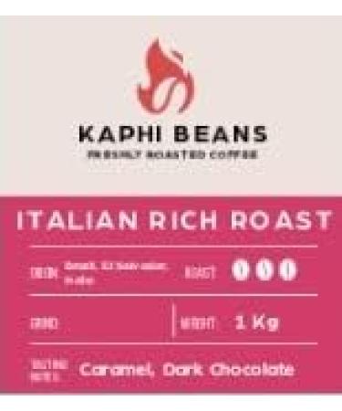 Kaphi Beans Roasted Coffee - Italian Rich Roast - Dark Roast - 100% Arabica Beans - Freshly Roasted Whole Beans (Pack Of 1kg) - Buy Online on GoSupps.com
