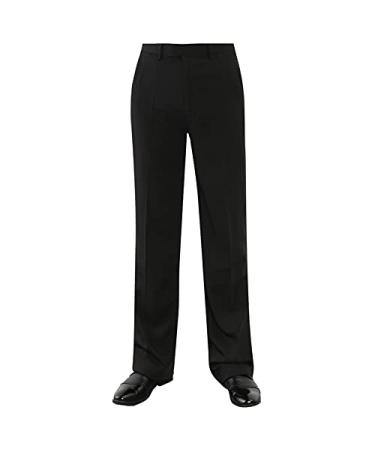 Hularka Men Adult Jazz Anti-Wrinkle Long Pants Tango Modern Dance Trousers Pants Competition Practice Black 36