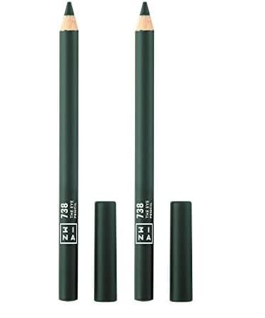 3INA MAKEUP - The Eye Pencil 738 - Vert fonc - Crayon pour les Yeux - Formule Longue Dur e - Texture Cr meuse - Couleur Intense - Facile Appliquer - Estompe Int gr e - Vegan - Cruelty Free Vert Fonce 1 unit (Lot de 2)