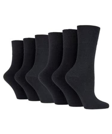 6 Pairs Diabetic Socks Women Soft Wide Top Women Socks Diabetic Socks for Swollen Legs UK4-8 US 5-9 Black