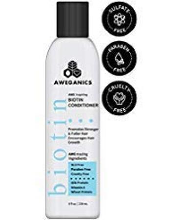 Aweganics Biotin Hair Growth Conditioner, AWE Inspiring Natural Thickening Volumizing Deep Conditioning Treatment for Hair Loss and Thinning Hair - SLS-Free, Paraben-Free, Cruelty-Free, Moisturizing