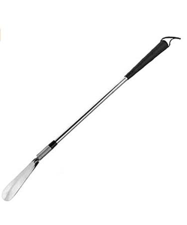 Kangwell Long Handled Shoe Horn -Stainless Steel Shoehorn for Men, Women and Kids - Adjustable Extended Reach Assist -Sock Remover for Elderly, Disabled (1)