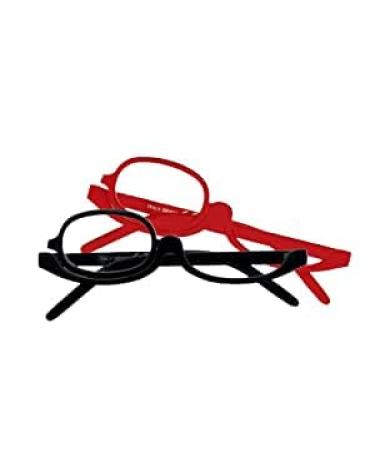 STOP TO SHOP! Magnifying Makeup Reading Glasses - 2 Pack Cosmetic Makeup Glasses - Flip Lens Eyewear Black/Red (2.5)
