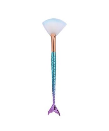 LyDia Small Mermaid Fishtail Fan Green Cheek Blusher/Blending/Face n Body Contour/Highlighter/Bronzer/Dust Makeup Brush