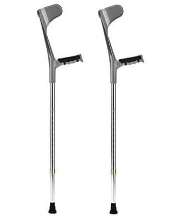 Forearm Crutches Adjustable Forearm Crutches - Lightweight Cuff Crutch - Adjustable Comfortable Wrist Handle Standard and Tall Adults Lightweight Aluminum Gray Lightweight Arm Crutch Journey