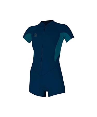 O'Neill Wetsuits Women's Bahia Full Zip Short Sleeve Spring ABYSS/FRNAVY/ABYSS 12