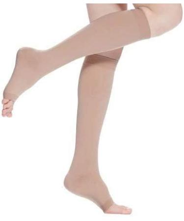 Knee-High Compression Stockings with Open Toe for Men & Women | Free Auxiliary Stockings 15-45 CM | Beige S/M | Shop Internationally! - Buy Online on GoSupps.com