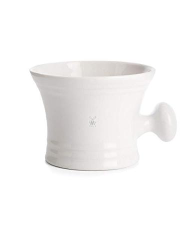 MHLE White Porcelain Platinum Rim Shaving Mug  Shave Dish Accessory for Soaps and Creams, Modern White Design