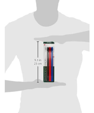 SWISSDENT PROFI COLOURS Toothbrush - Medium Soft Bristles Patented Spoon Shape Pack of 3 - Ideal for Cleaning Hard-to-Reach Areas - Buy Online on GoSupps.com