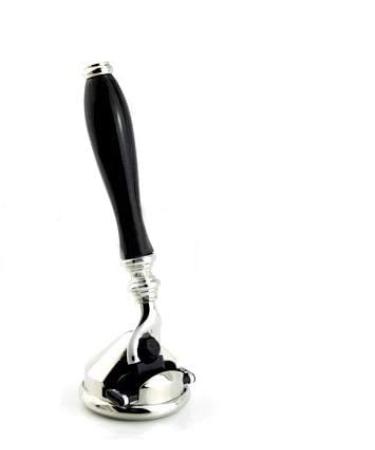 3-blade safety razor for men |Stainless steel razor holder/stand |Black designer razor handle