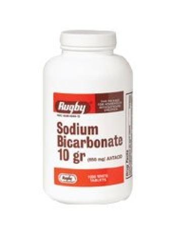 Rugby Sodium Bicarbonate 10 grains tablets relieve heartburn antacid - 1000 ea