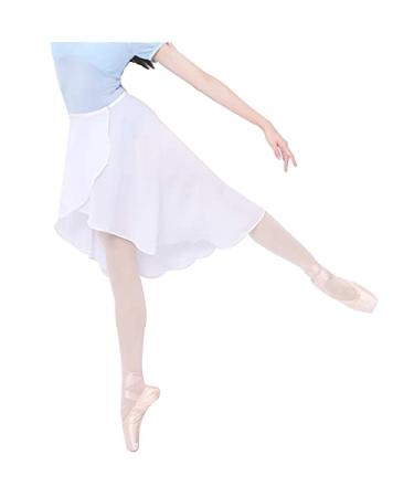 KADBLE Ballet Dance Chiffon Skirt for Women/Girls, Adjustable Waist Wrap Skirt White