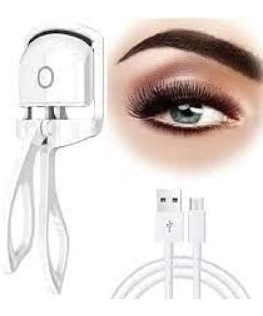 Rechargeable Heated Eyelash Curler | Handheld Electric Curler with 2 Heating Modes & Silicone Pad for Long-Lasting Curls - Ideal for Effortless Beauty (White - Buy Online on GoSupps.com