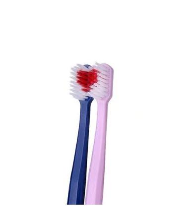 solajun 2pcs Couple Toothbrush Oral Tooth Brushes Simple Adult Soft Hair Innovative Heart-Shaped Toothbrush Lover Gift (Blue and Pink)