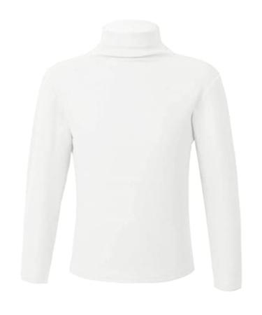 Loodgao Boys Girls Turtleneck Thermal Tops Long Sleeve Mock Neck T-Shirt Blouse Warm Undershirt White 7-8
