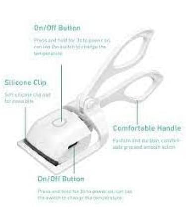 Rechargeable Heated Eyelash Curler | Handheld Electric Curler with 2 Heating Modes & Silicone Pad for Long-Lasting Curls - Ideal for Effortless Beauty (White - Buy Online on GoSupps.com