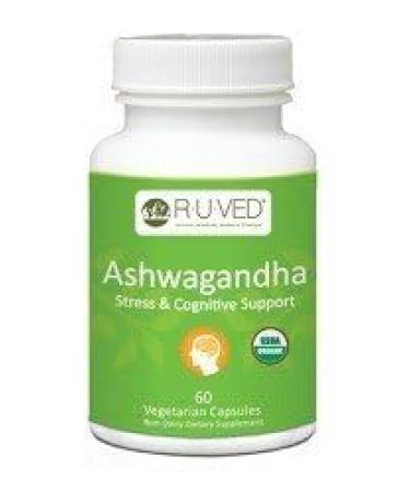 ruved Ashwagandha Capsules - Organic Ashwagandha Root Extract Supplement for Men & Women 500mg Per Pill for Adrenal Health and Overall Wellness - 60 Vegetarian Caplets (1 Count)