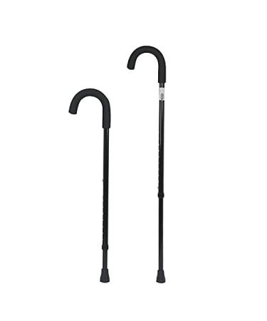 SilteD Non-Slip Walking Stick Black Lightweight Adjustable Aluminum Umbrella Crutches with Comfy Sponge Handle for Elderly Disabled