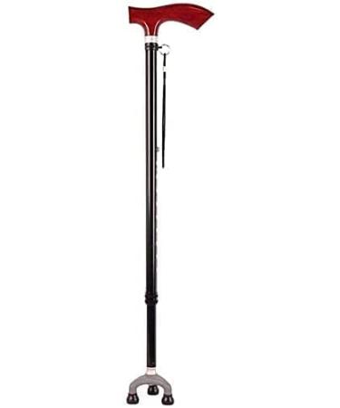Canes Portable Walking Stick Crutch for Elderly Telescopic Stable Lightweight Height Adjustable with 3 Feets and Wooden Handle