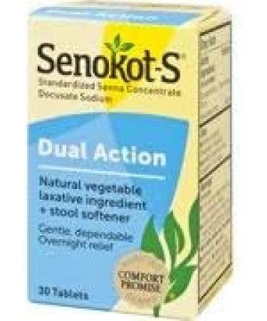 Senokot-S Dual Action 30 Tablets - Natural Vegetable Laxative & Stool Softener for Overnight Relief - Buy Online on GoSupps.com