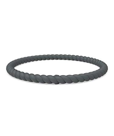 Enso Silicone Bracelet  Braided Stackable Bracelet - Hypoallergenic Rubber Wristband  Comfortable Flexible Band for Active Lifestyle - Medical Grade Silicone Slate Small