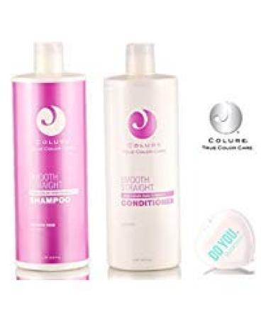 Colure Smooth Straight Shampoo & Conditioner DUO Set (with Sleek Compact Mirror) (33.8 oz Liter Large Kit)