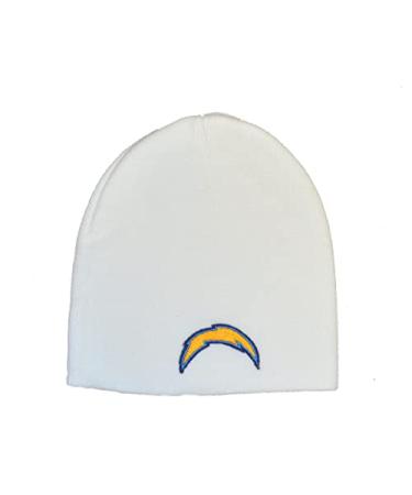 Reebok Team Logo NFL Cuffless Classic Beanie Hat - Football Knit Skull Cap Los Angeles Chargers - White
