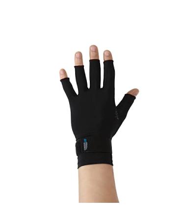 Copper Fit ICE Compression Gloves Infused with Menthol and Coq10 for Recovery, Black Small/Medium Black