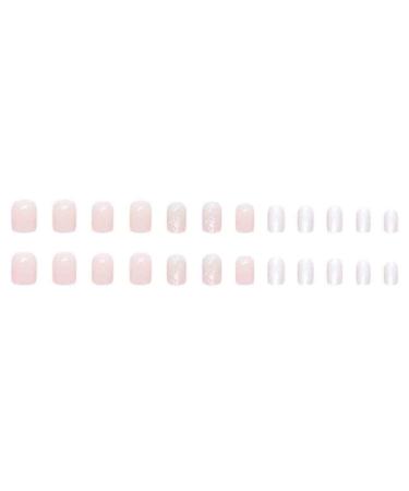 Foccna Short Pink Press On Nails - 24 Pcs Glossy Acrylic False Nails for Women & Girls - Buy Online on GoSupps.com
