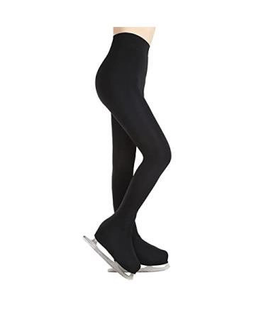 Maois Figure Skating Over The Boot Tights Ice Skating Tights Stretchy S Pantyhose Soft Girls Stirrup Roller Tights Black (Full Cover) Large