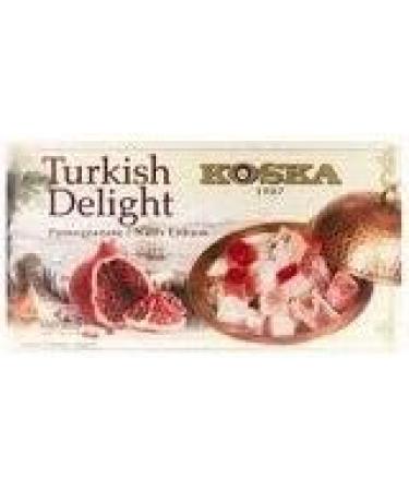 Pomegranate Loukum 500g I Turkish Delight with Koska Pomegranate Flavor | Gift Size 500g | Traditional Confectionery | Vegan | Halal | Kosher | Lokum Soft Candy | Gluten Free - Buy Online on GoSupps.com
