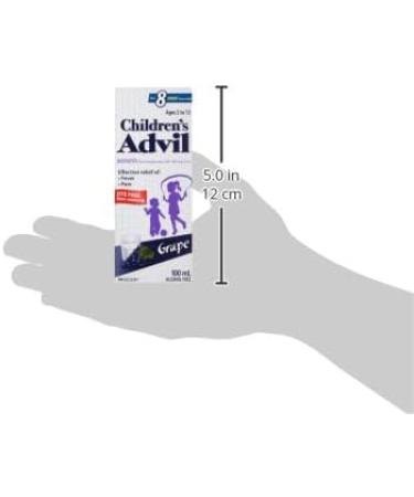 Children's Advil (100 ML Grape Flavour) Ibuprofen Suspension Dye Free Temporary Fever Reducer 100 ml (Pack of 1) Grape - Buy Online on GoSupps.com