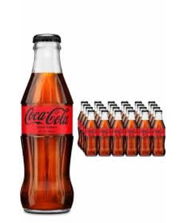 Coke Zero Glass Bottle No Sugar 24 Pack (200ml Bottles) Cola 200ml Bottles