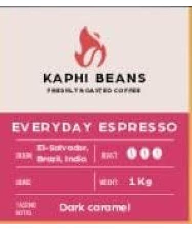Kaphi Beans Roasted Coffee - Everyday Espresso - Dark Roast - 100% Arabica Beans - Freshly Roasted Whole Beans (Pack Of 1kg) - Buy Online on GoSupps.com