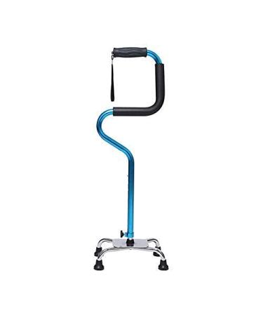 Old Blue/Silver Non-Slip Four-Foot Walker Old Multi-Function Crutches Non-Slip Walking Stick with Hospital (Color: Blue) (Color: Blue) Good Times