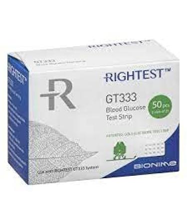 BIONIME RIGHTEST GT333 Blood Glucose Test Strips for use with RIGHTEST GT333 Meter - Blood Sugar Monitoring for Diabetics  Box of 50